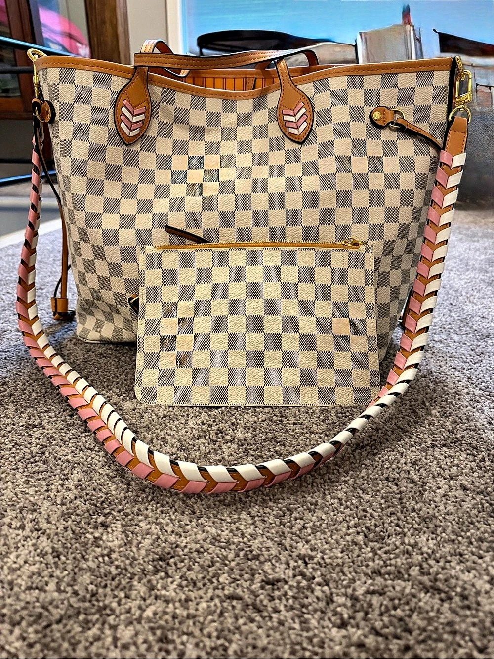 Damier Azur Tote in Brown & Cream